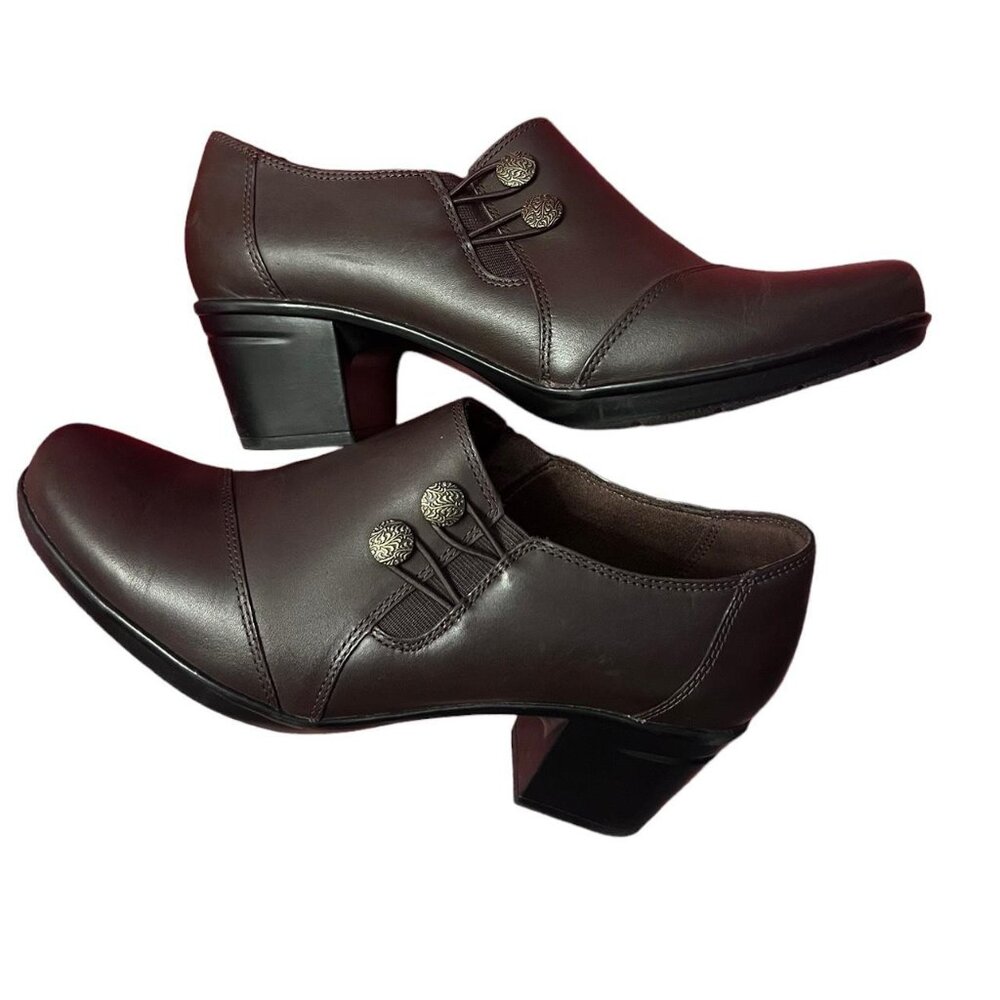 Clarks Collection "Emslie Warren" Leather Slip-On Loafer Shooties- Women's 9.5